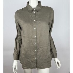J Jill Linen Long Sleeve Tunic Top Women S‎ EUC Collared Button-up Shirt